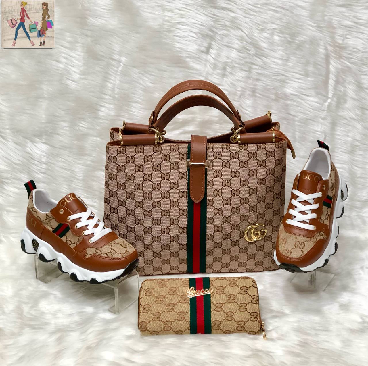 Gucci sneakers and handbags with wallet