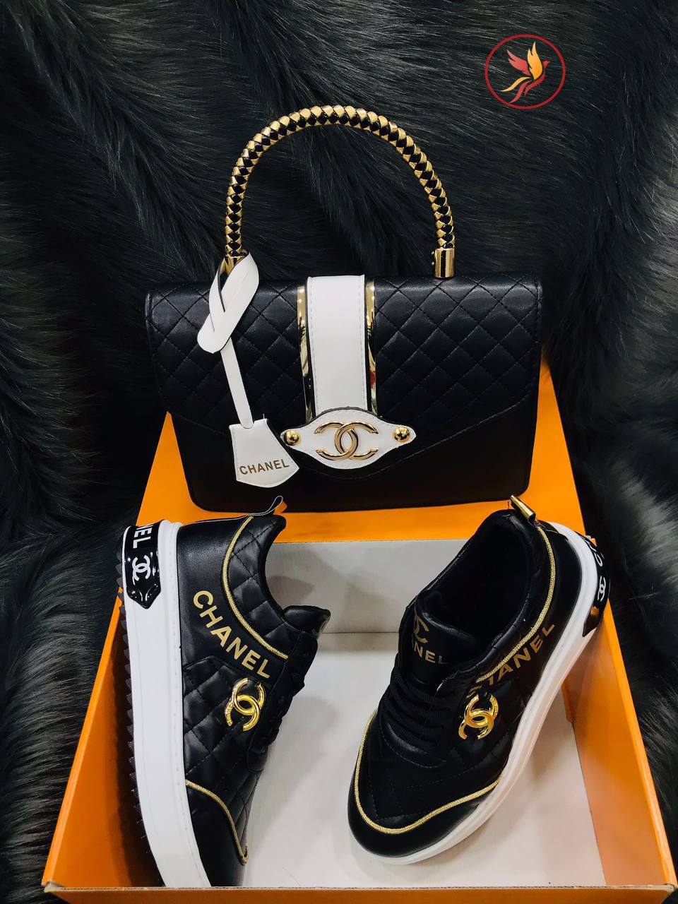 Chanel minion sneakers and handbag