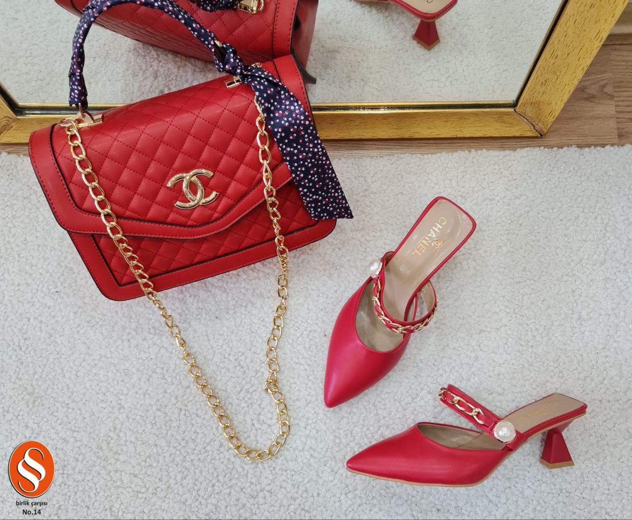 chanel matching heels and handbags